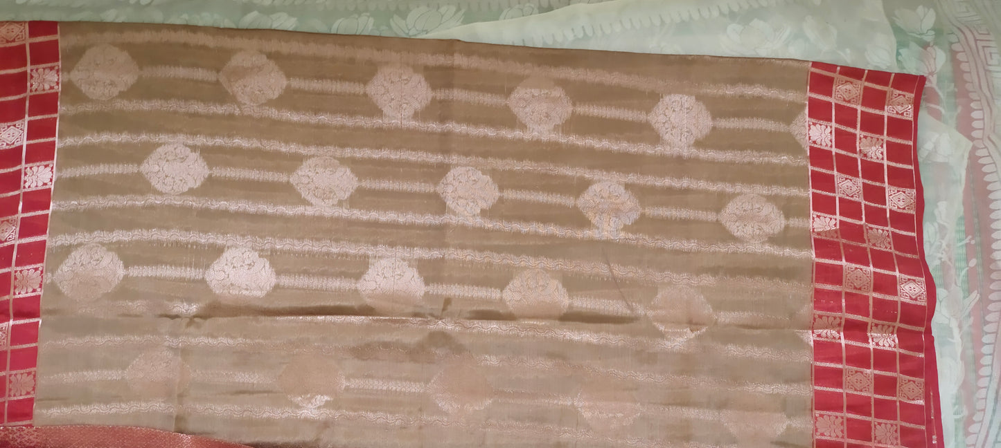 Light brown color cotton silk saree