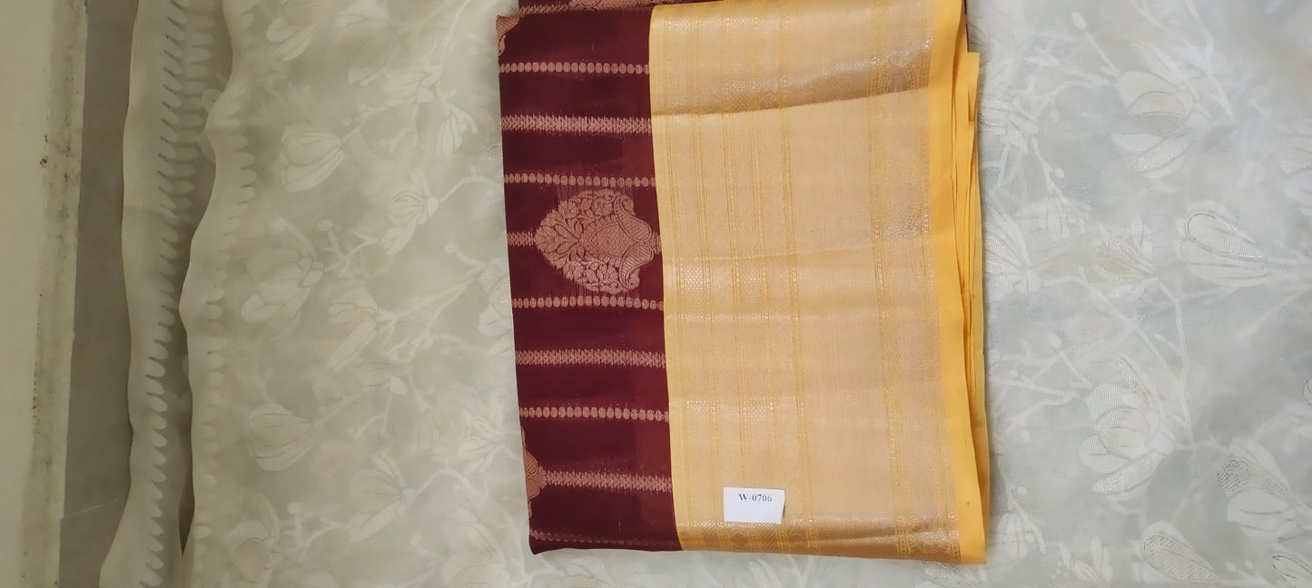 Merun color cotton silk saree
