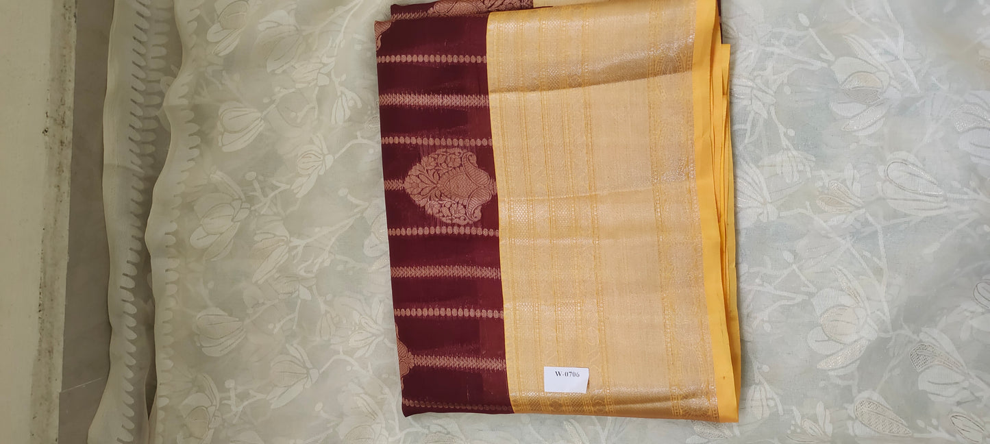 Merun color cotton silk saree