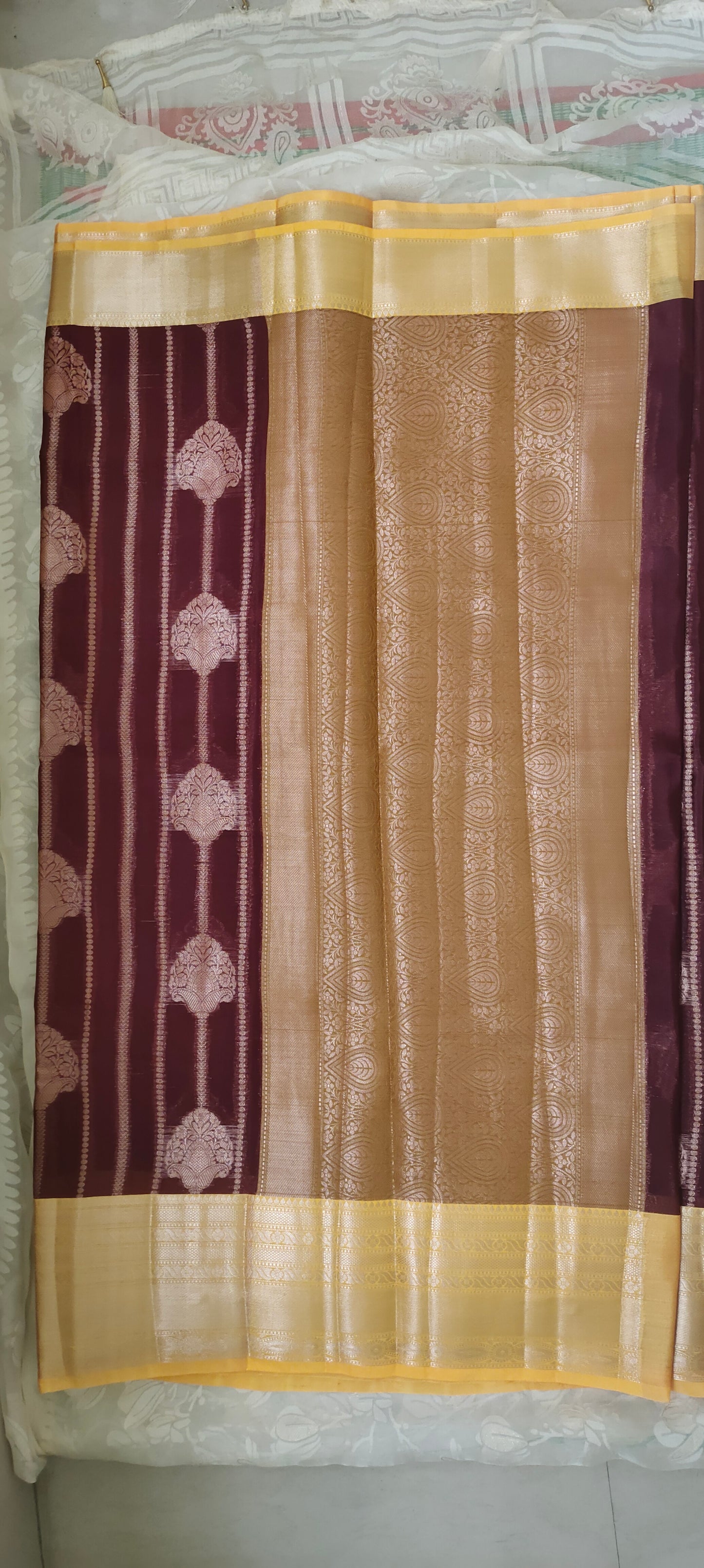 Merun color cotton silk saree