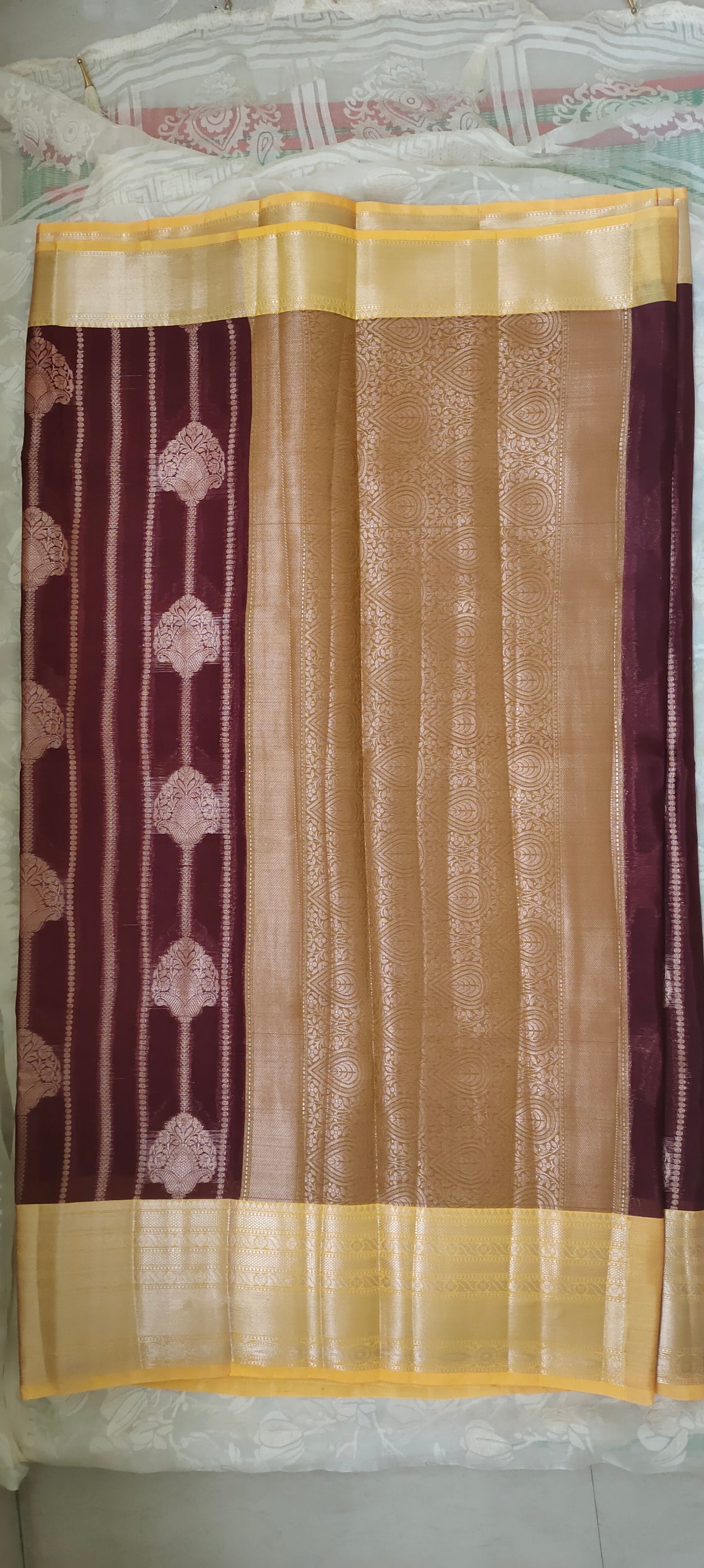 Merun color cotton silk saree