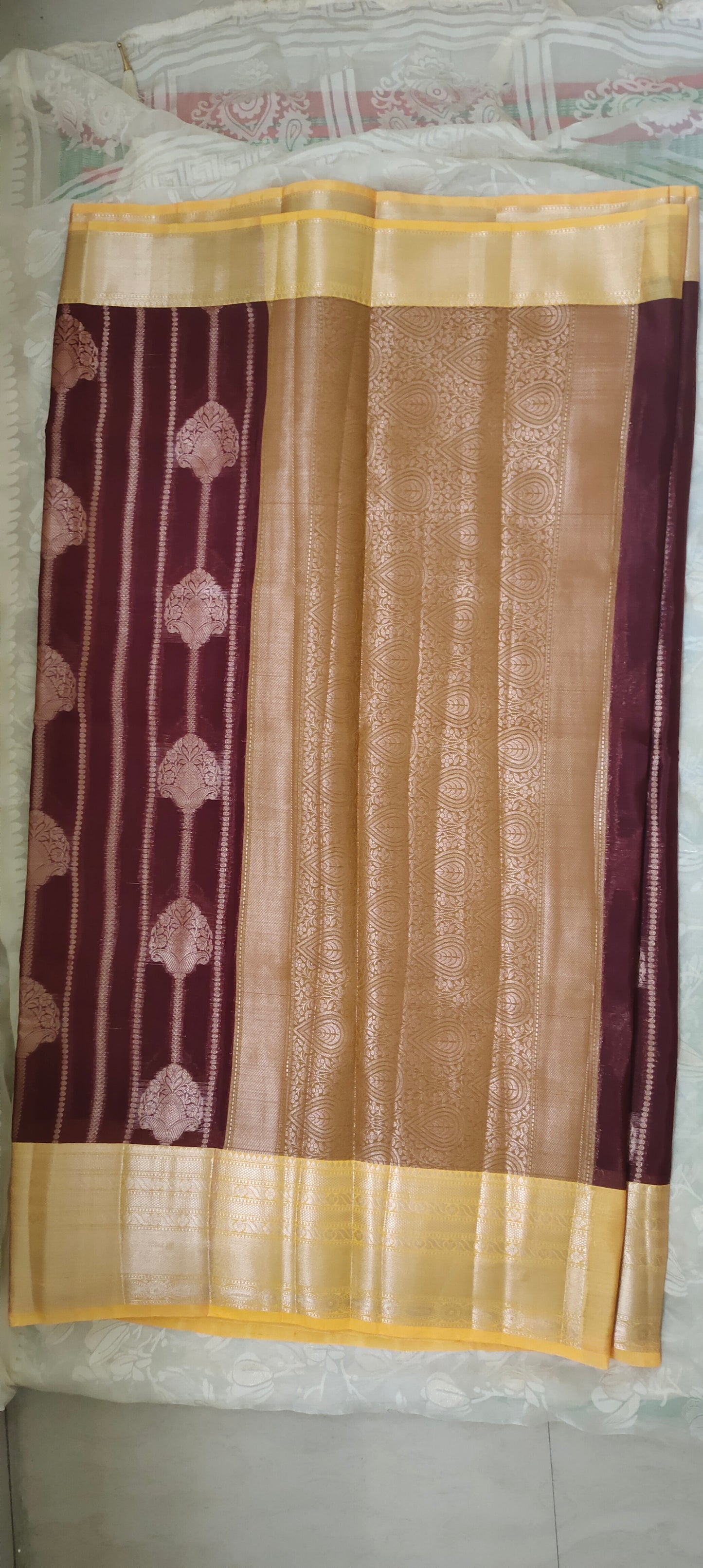 Merun color cotton silk saree