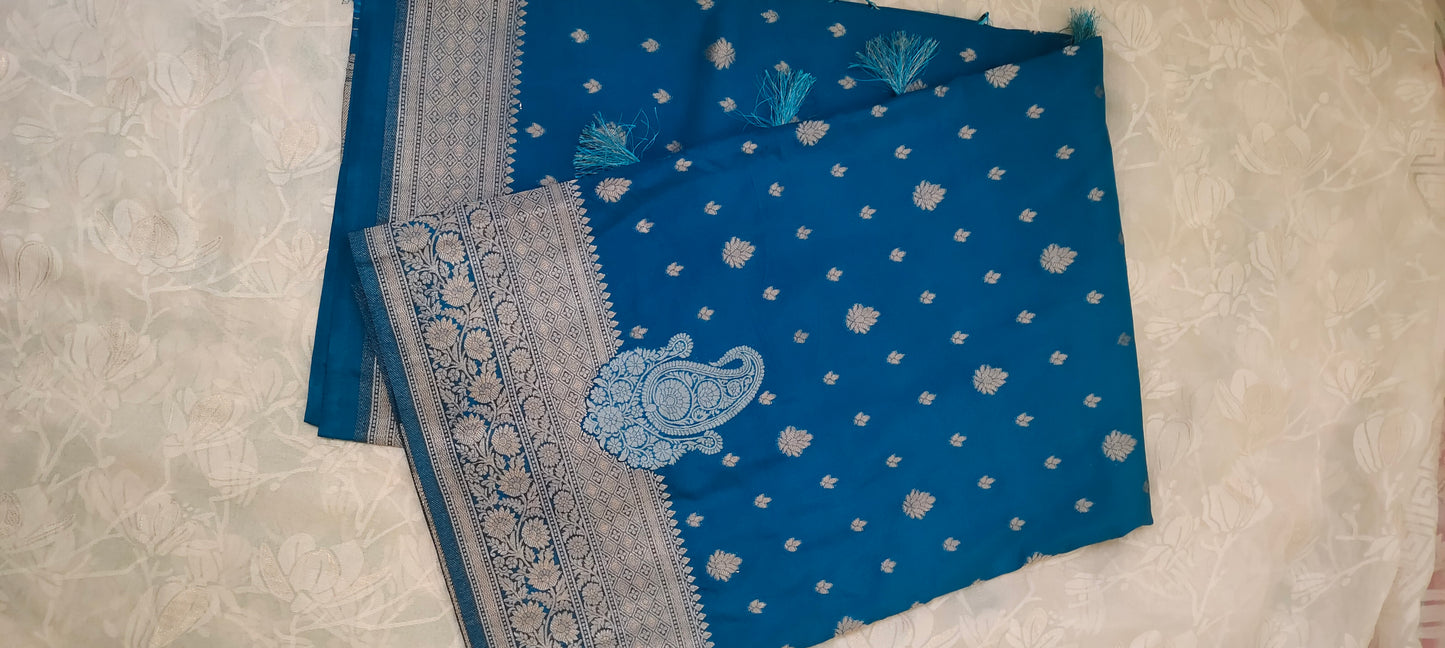 Blue color soft silk saree