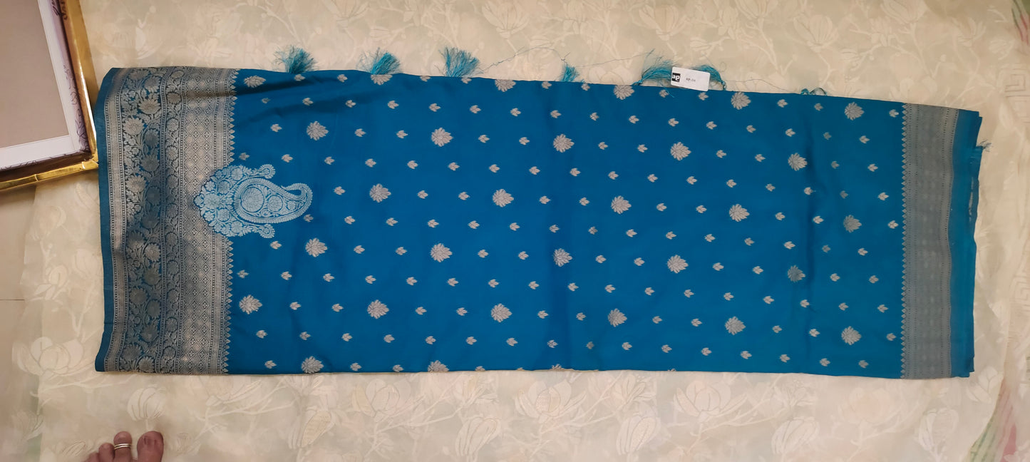 Blue color soft silk saree
