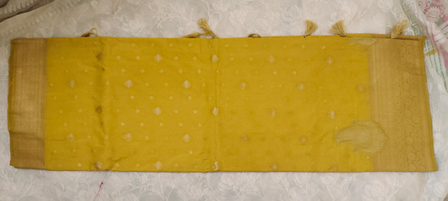 Yellow color soft silk saree
