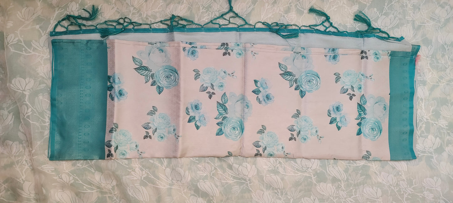 White floral design Soft silk saree