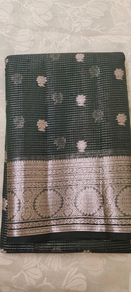 Dark light brown color cotton silk saree