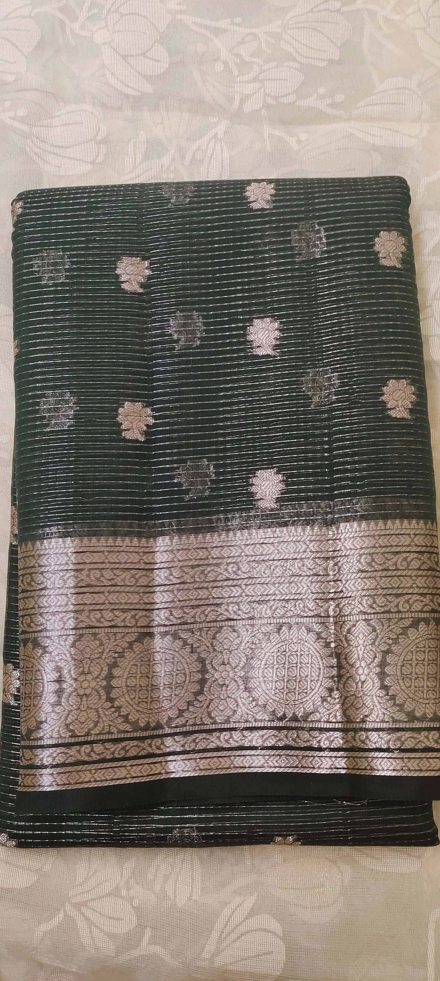 Dark light brown color cotton silk saree