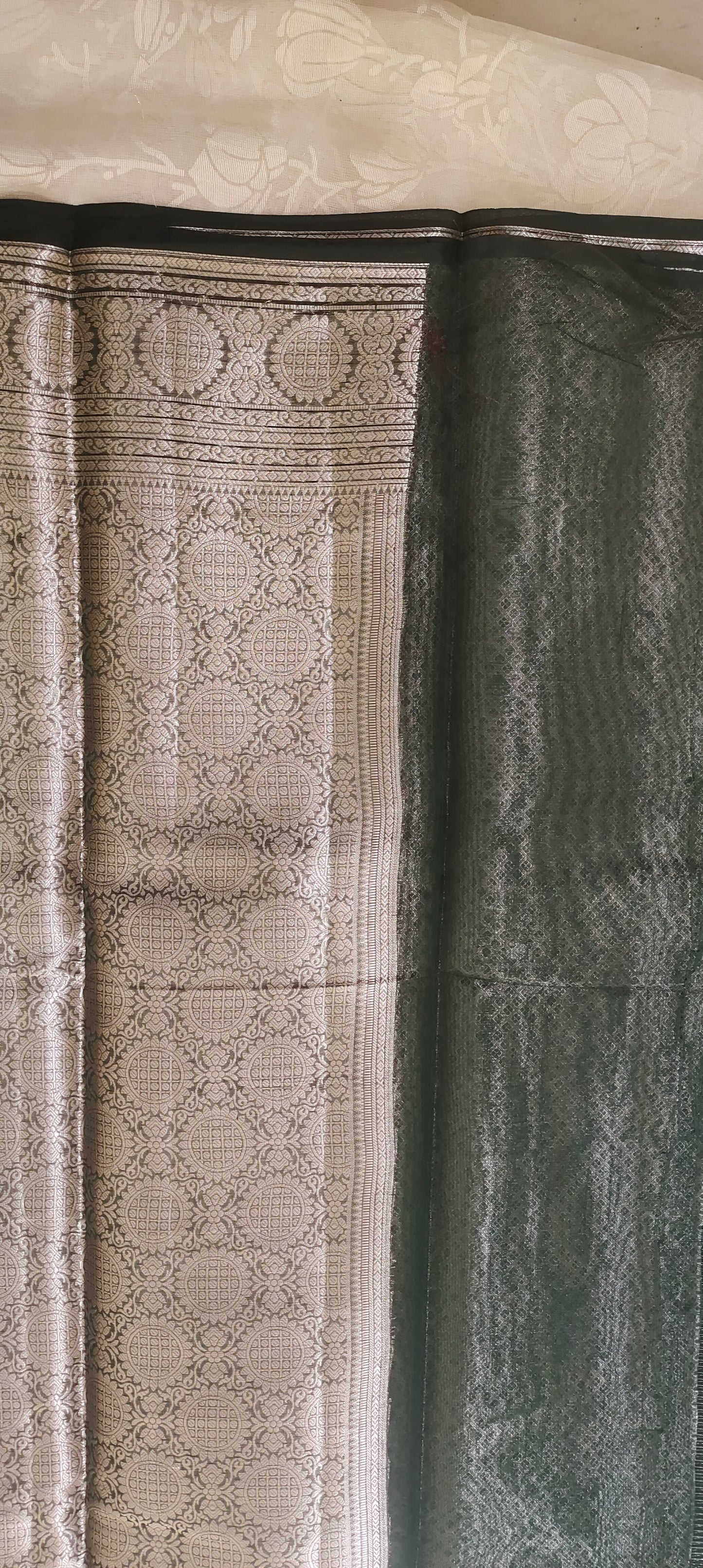 Dark light brown color cotton silk saree