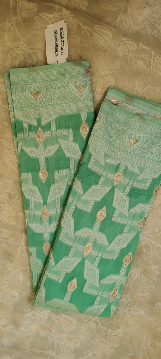 Green color cotton silk saree