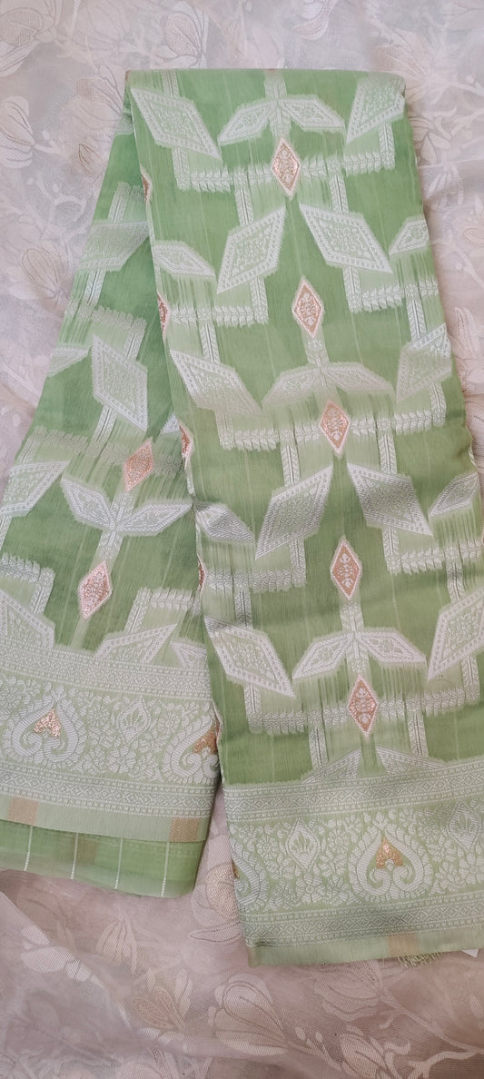 Green color cotton silk saree