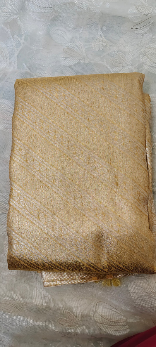 Gold color soft silk saree