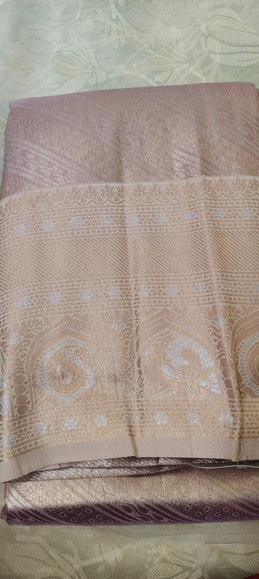 Lavender color soft silk saree
