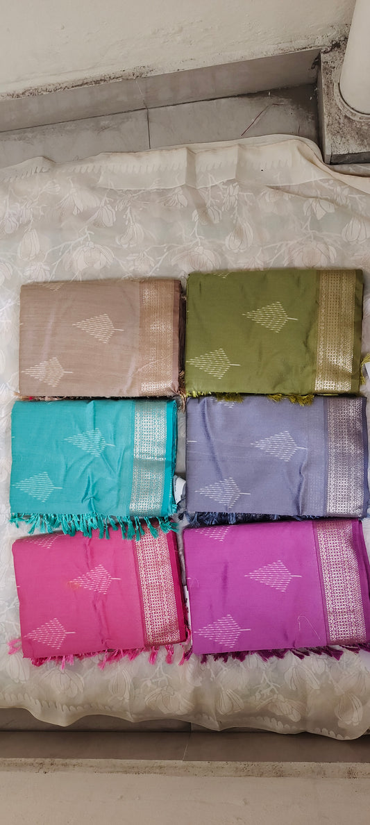 Dark light brown color cotton silk saree