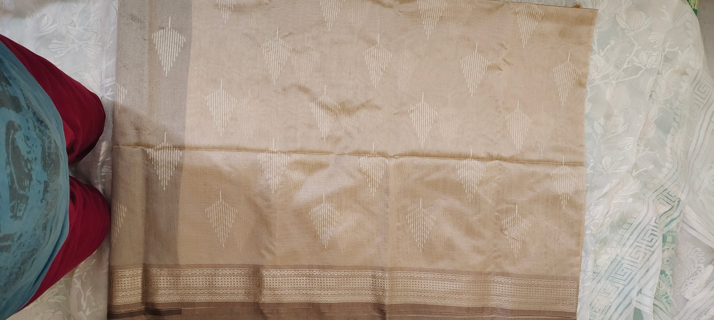 Dark light brown color cotton silk saree