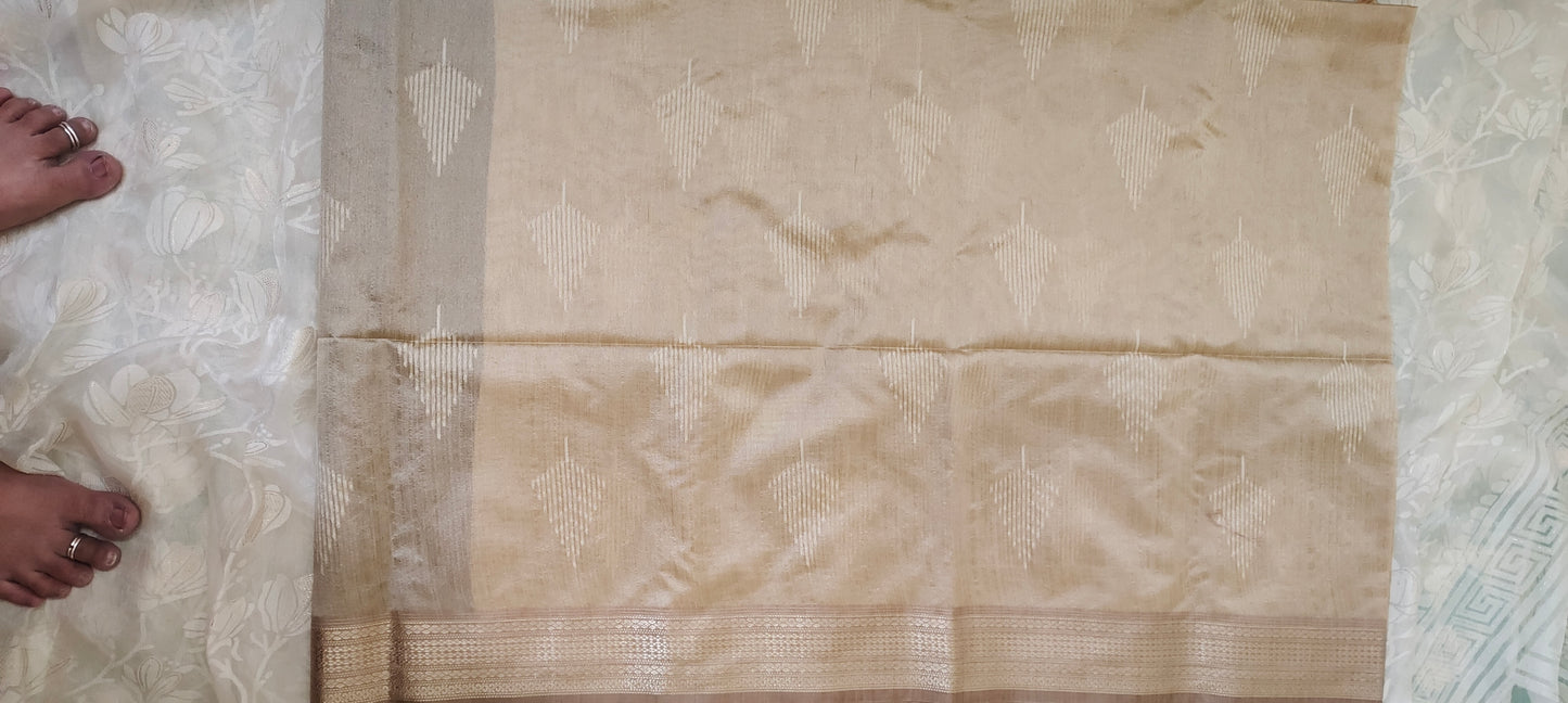 Dark light brown color cotton silk saree