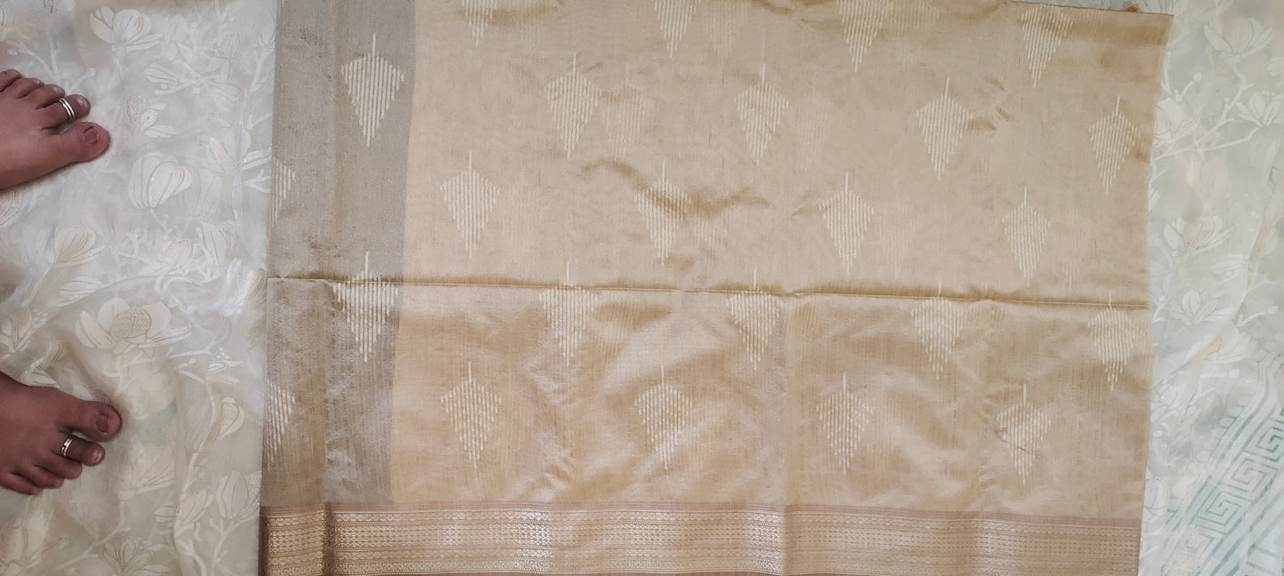 Dark light brown color cotton silk saree