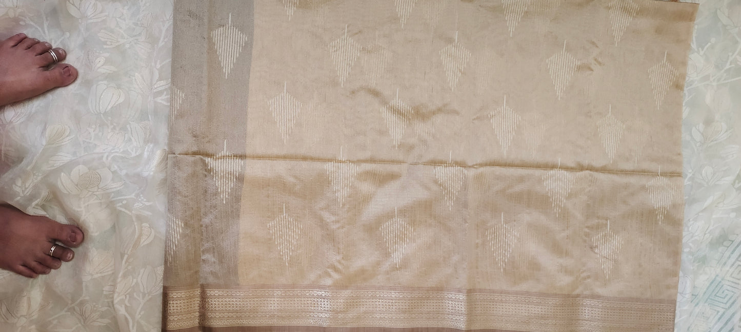 Dark light brown color cotton silk saree