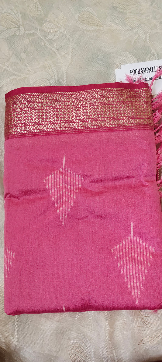 Pink color cotton silk saree