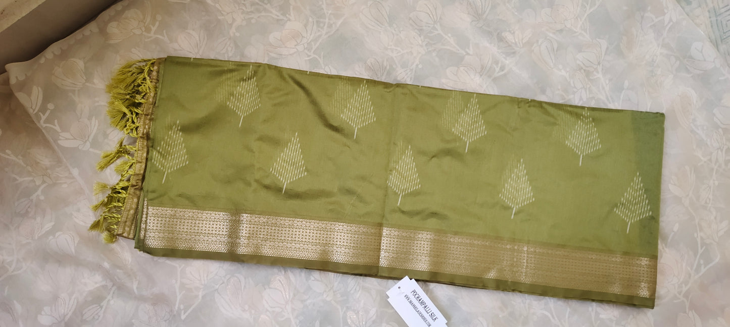 Green color cotton silk saree