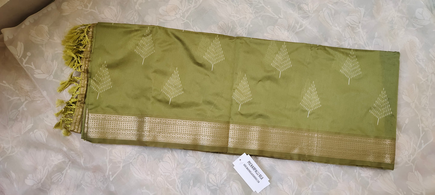 Green color cotton silk saree