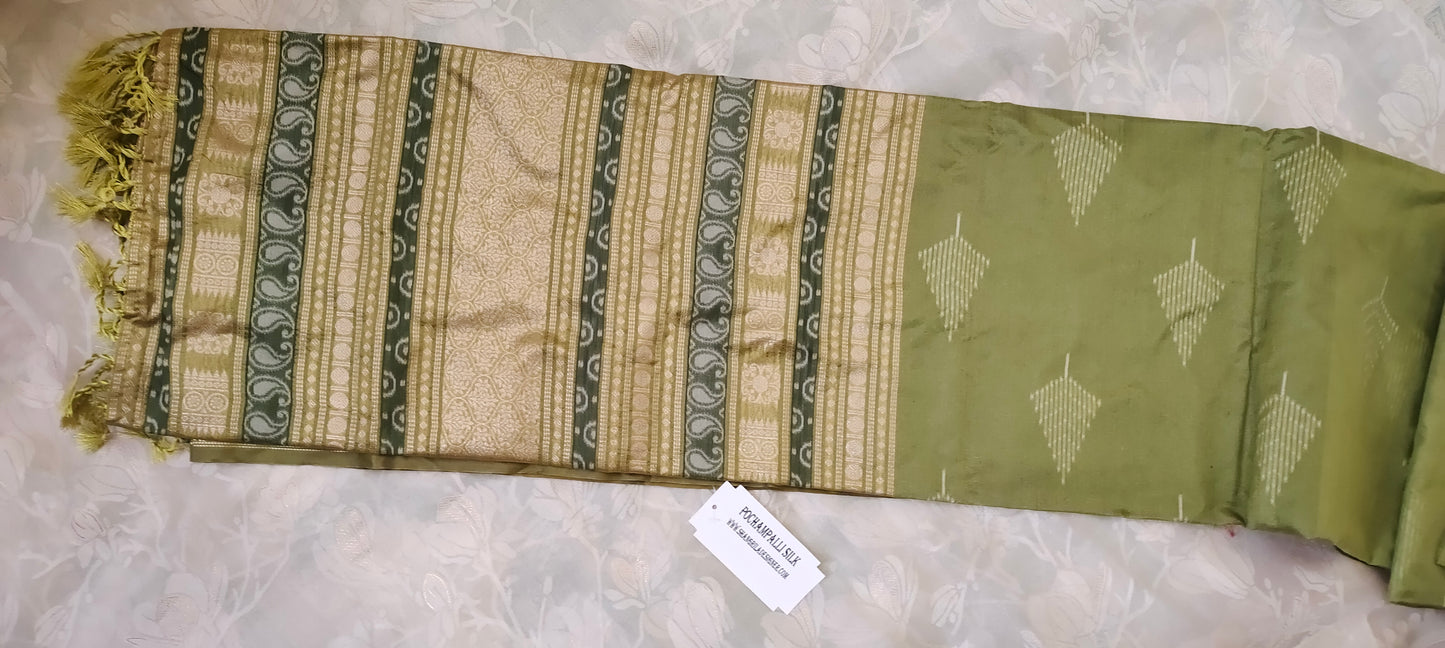 Green color cotton silk saree