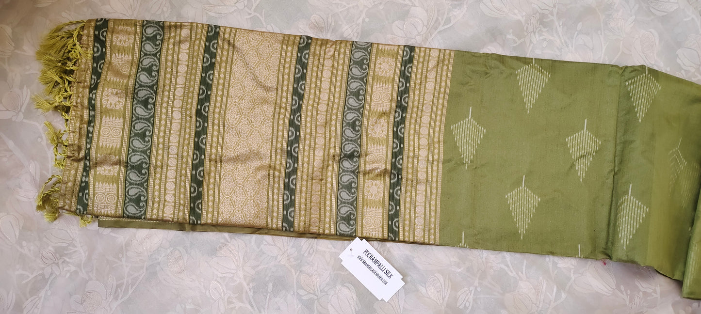 Green color cotton silk saree