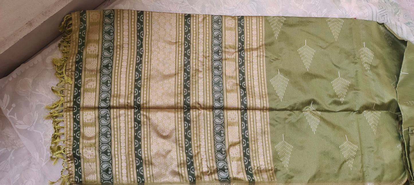 Green color cotton silk saree