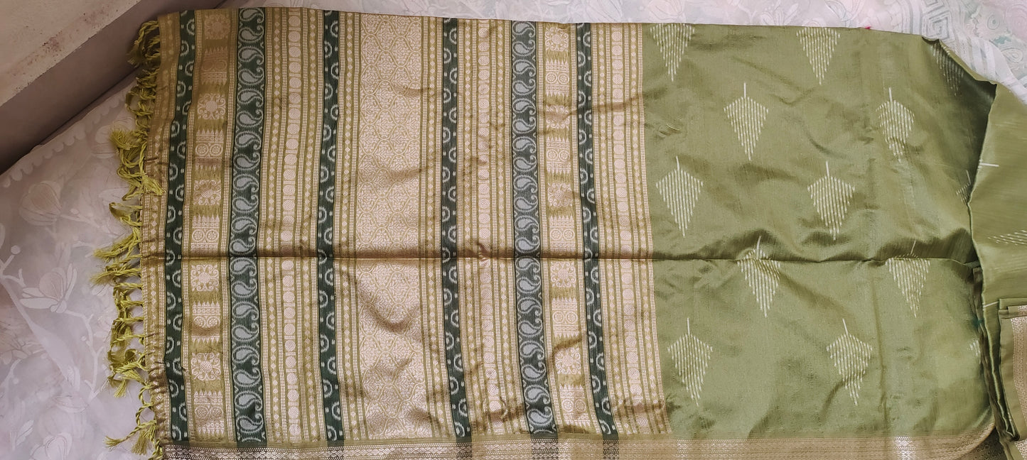 Green color cotton silk saree