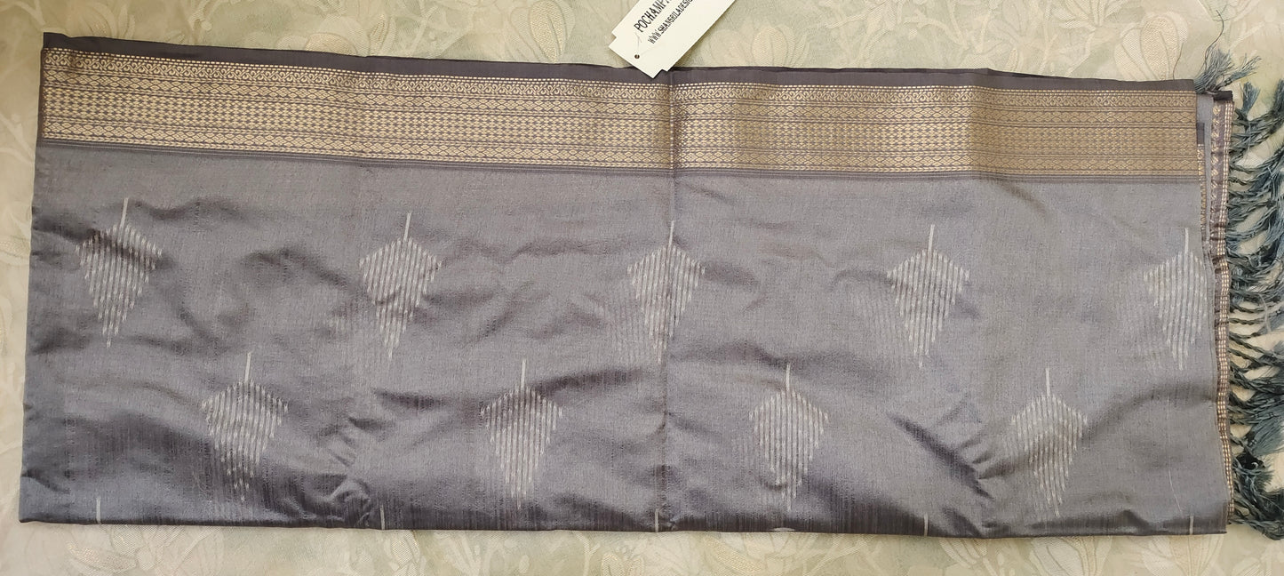 Dark grey color cotton silk saree