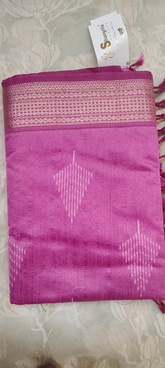 DarkPink color cotton silk saree