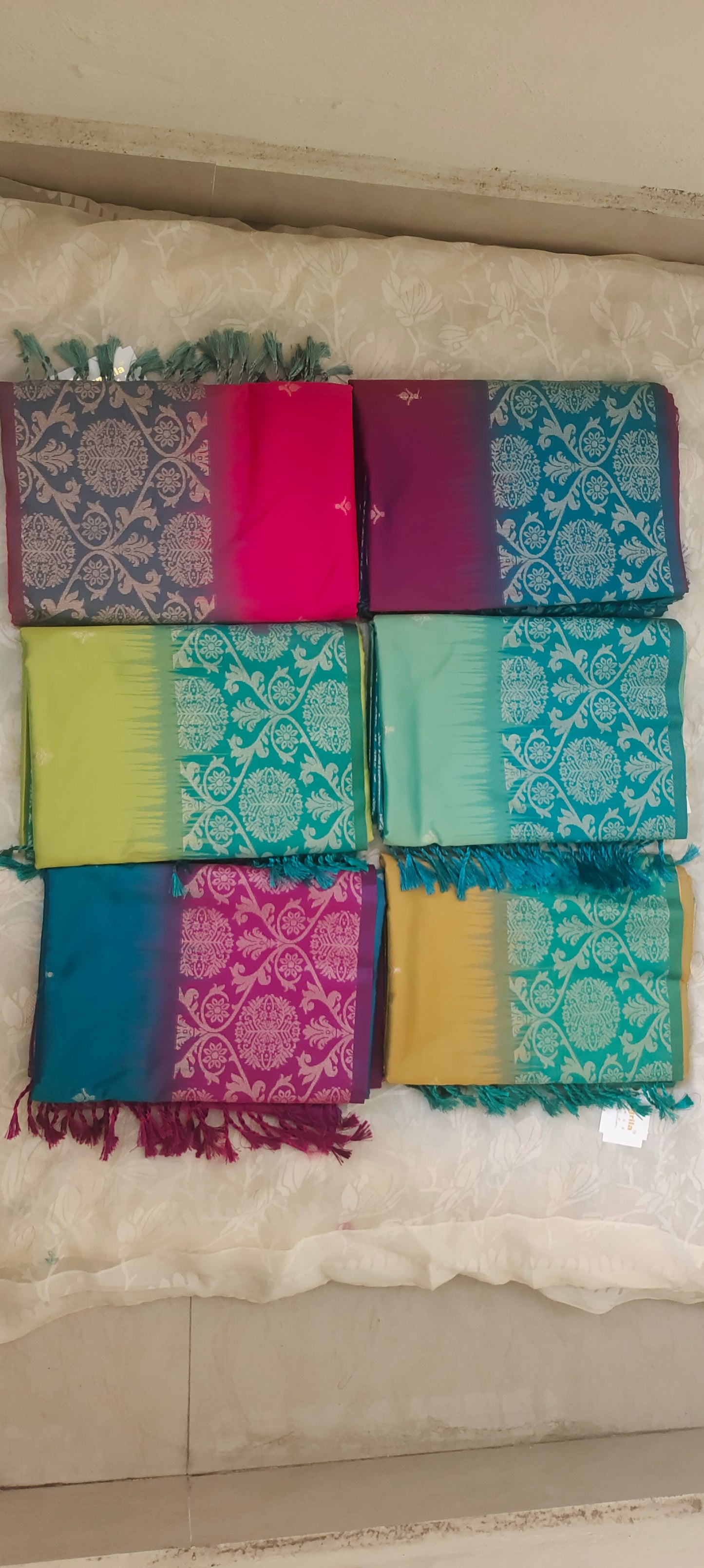 Blue color saree with pink border soft silk saree