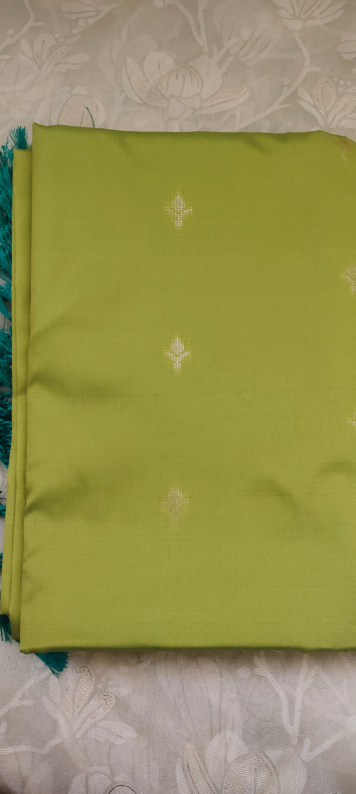 Parrot green color soft silk saree