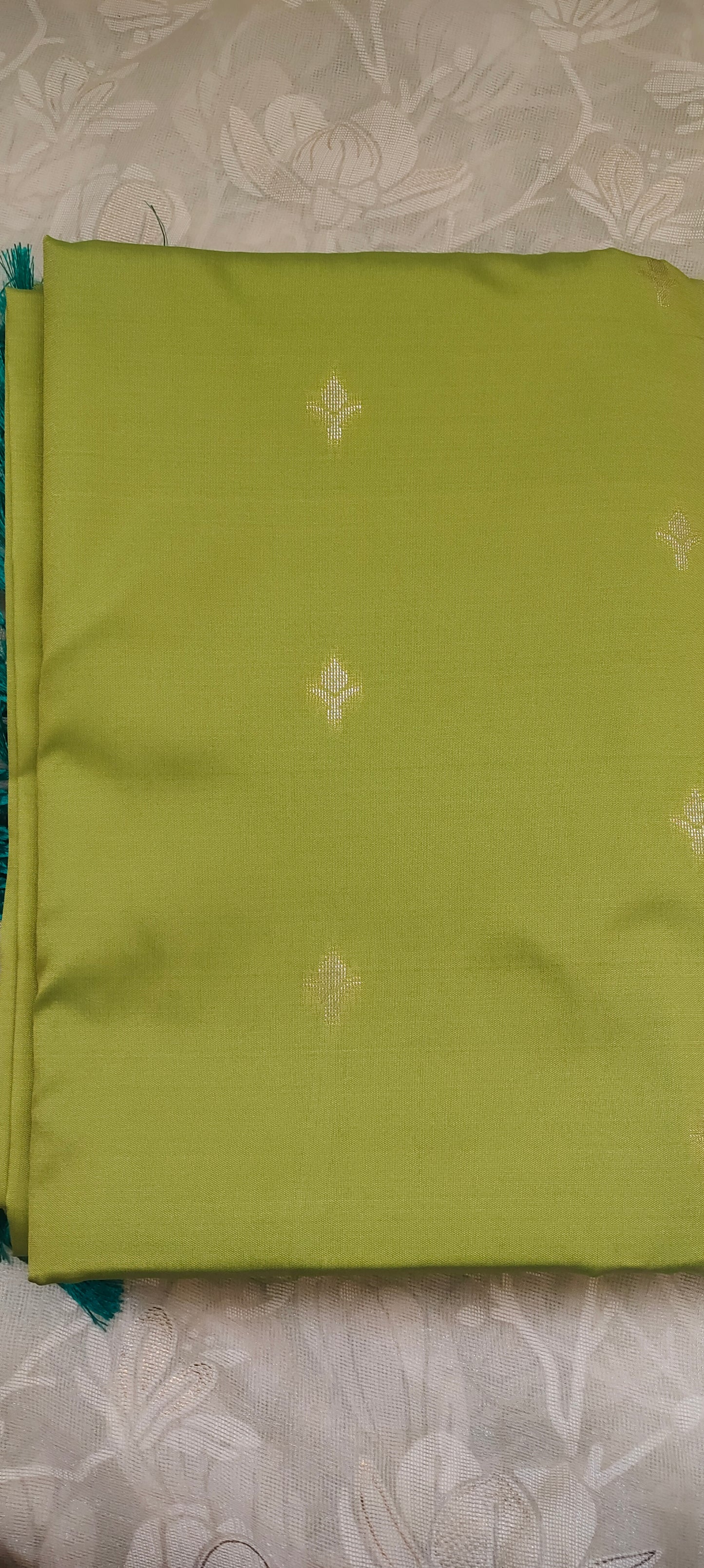 Parrot green color soft silk saree