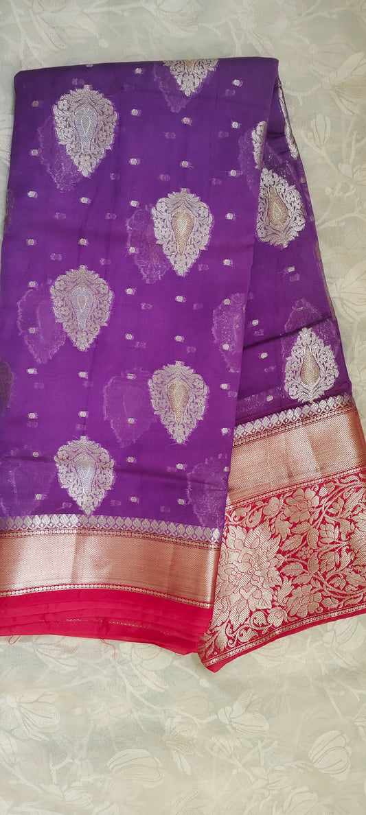 Purple color soft silk saree