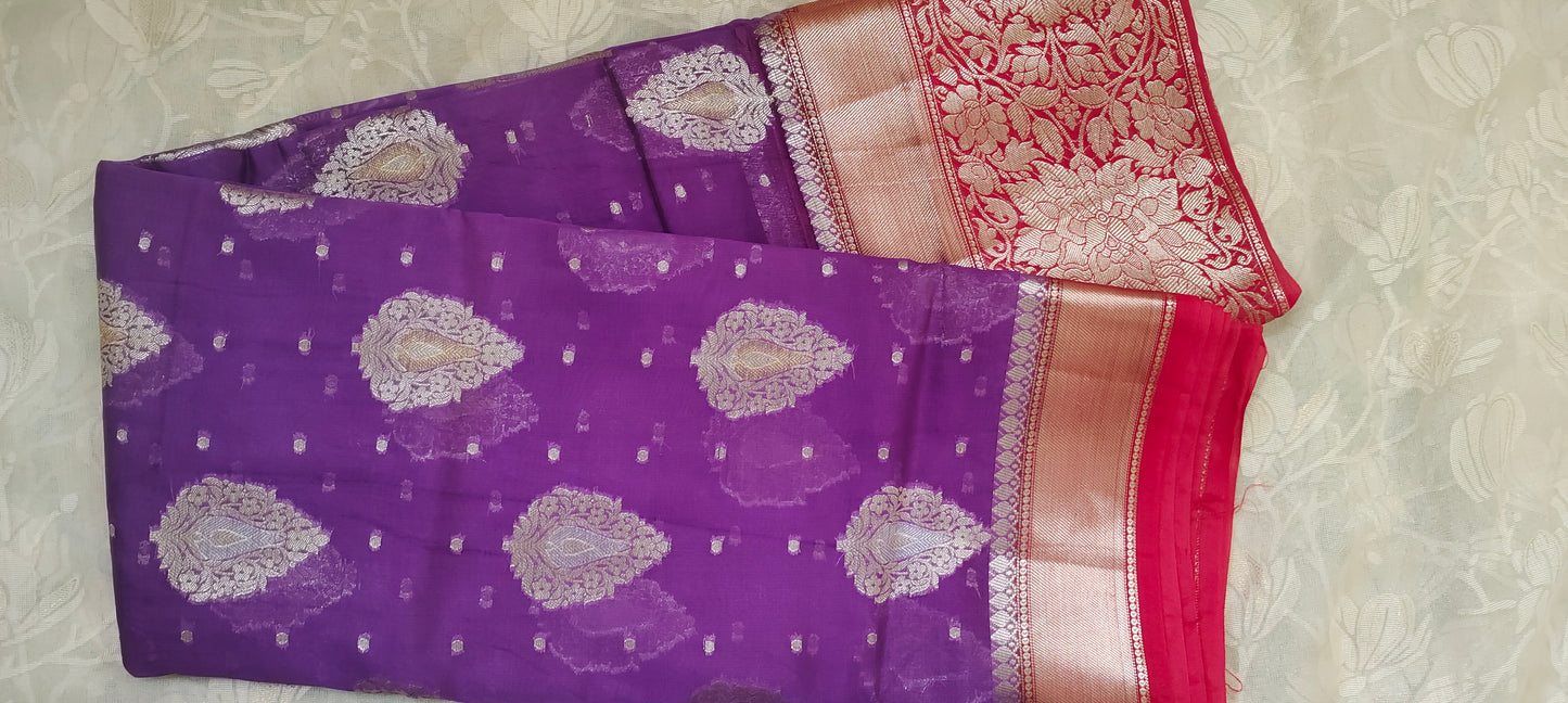 Purple color soft silk saree