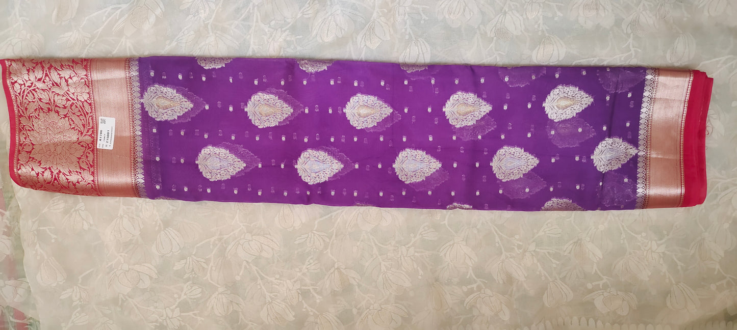Purple color soft silk saree