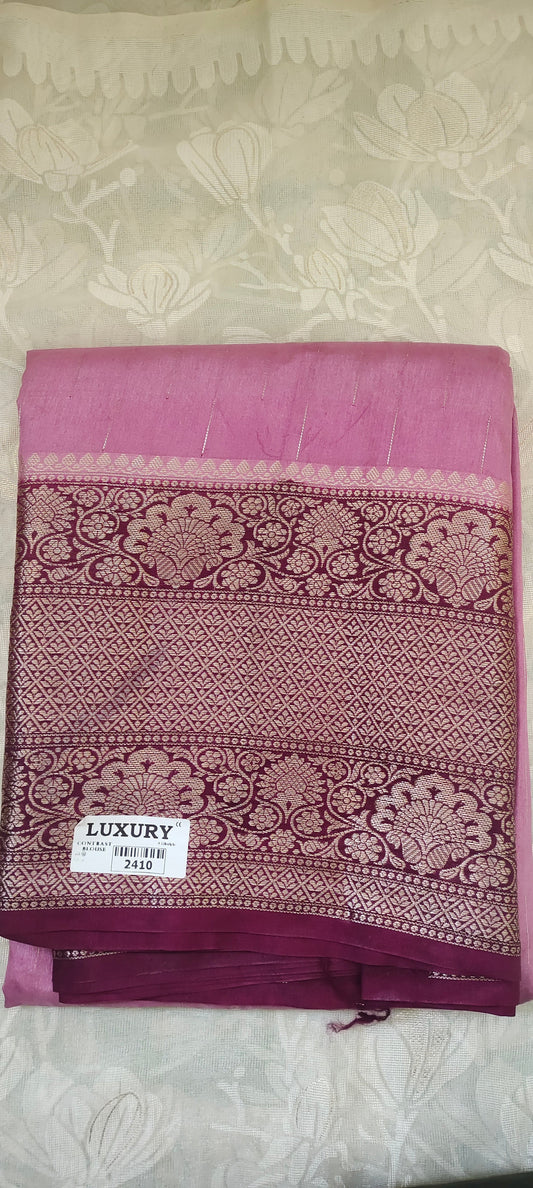 Light pink color soft silk saree