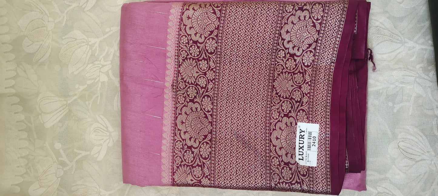 Pink color soft silk saree