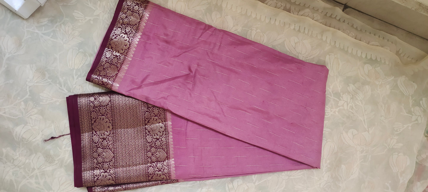 Pink color soft silk saree