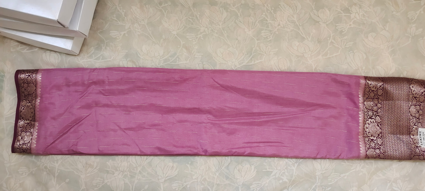 Light pink color soft silk saree