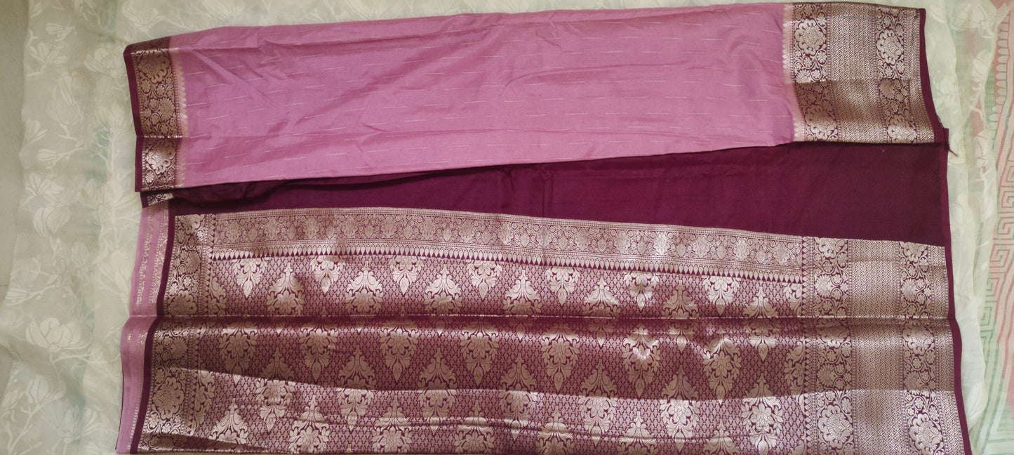 Light pink color soft silk saree
