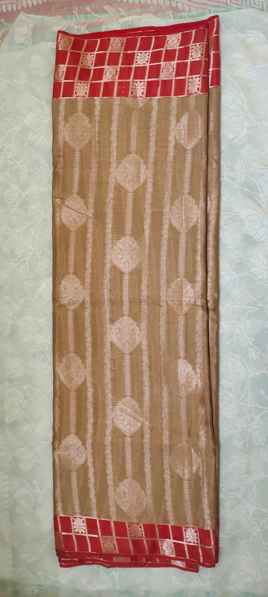 Light brown color cotton silk saree