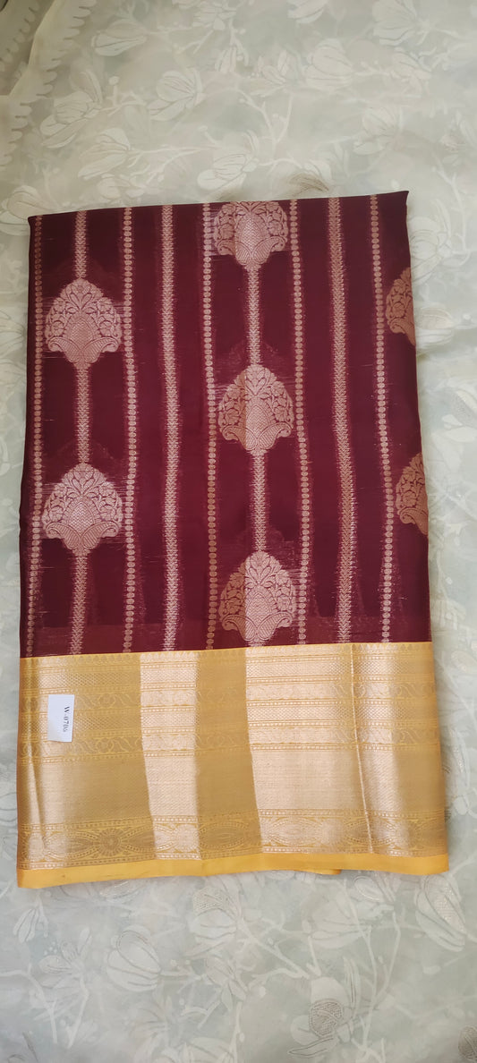 Merun color cotton silk saree