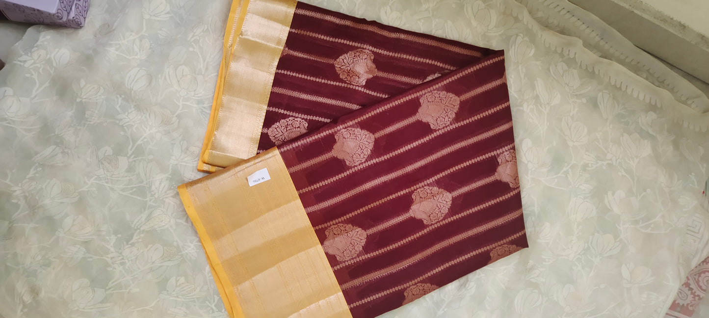 Merun color cotton silk saree