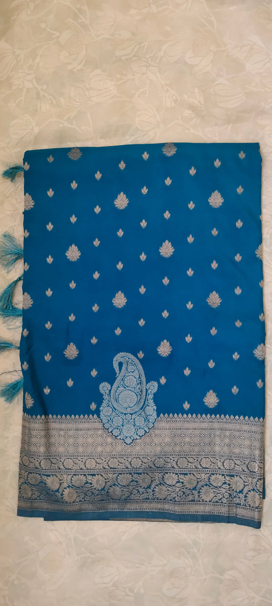 Blue color soft silk saree