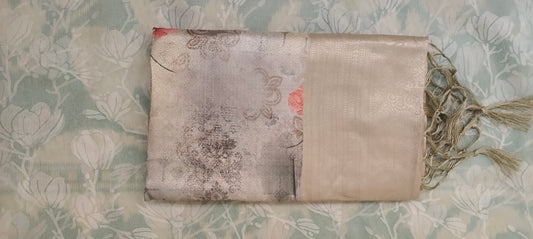 Grey floral design Soft silk saree