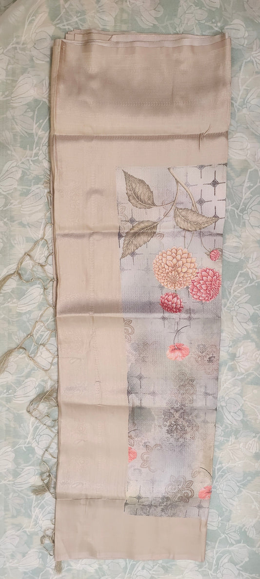 Grey floral design Soft silk saree