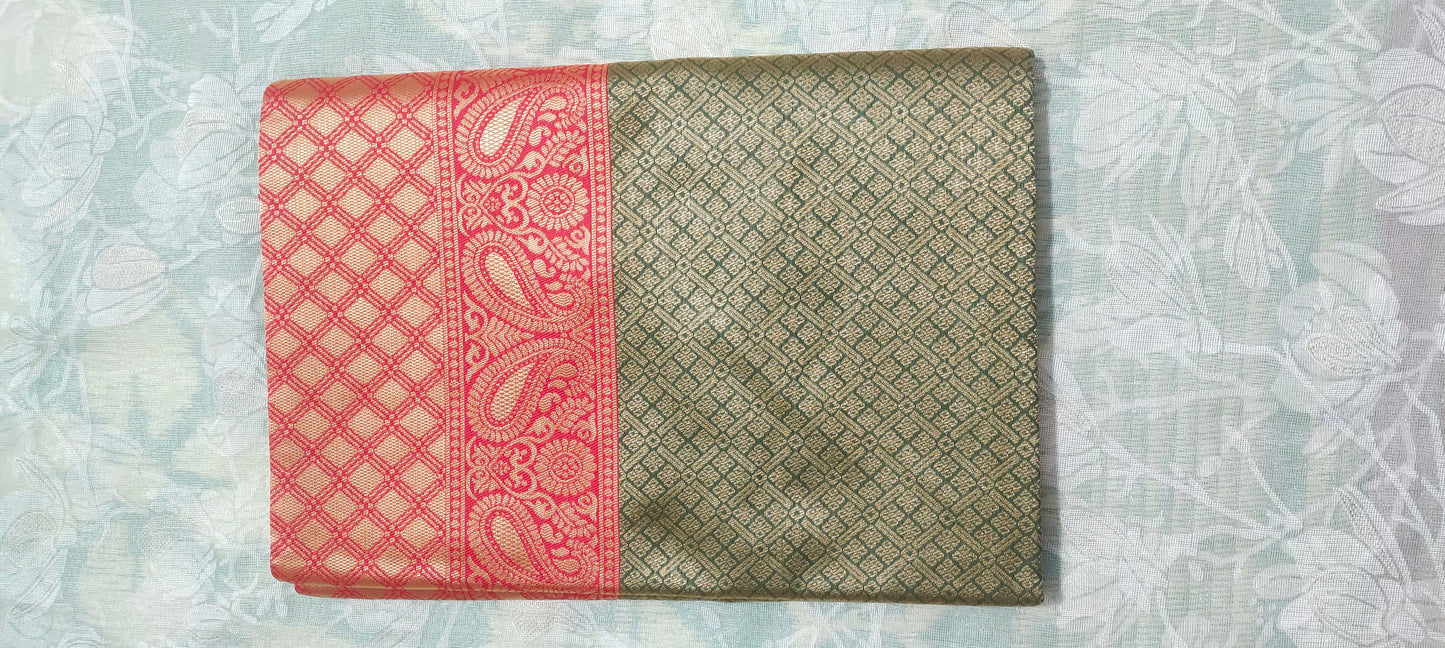 Green color with Red border saree