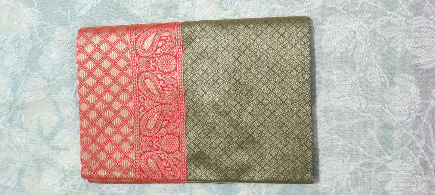 Green color with Red border saree